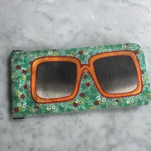 Green Floral Sunglasses Case